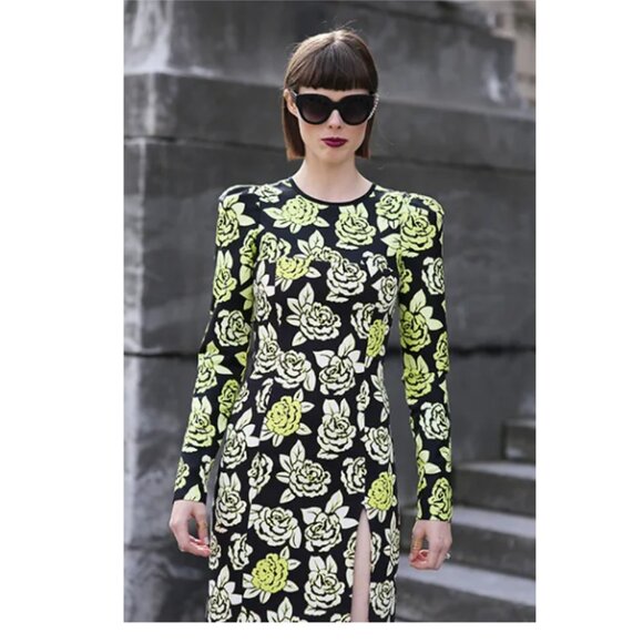 Emanuel Ungaro *NEW* Green Floral Thigh Slit Dress - Picture 3 of 16